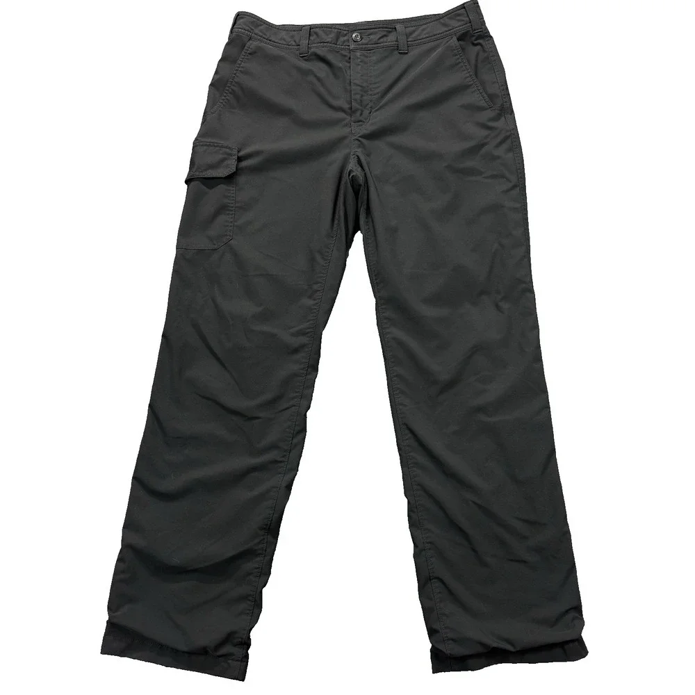 Eddie Bauer Travex Cargo Pants Mens 36x34 Fleece Lined Black Tech Gorpcore